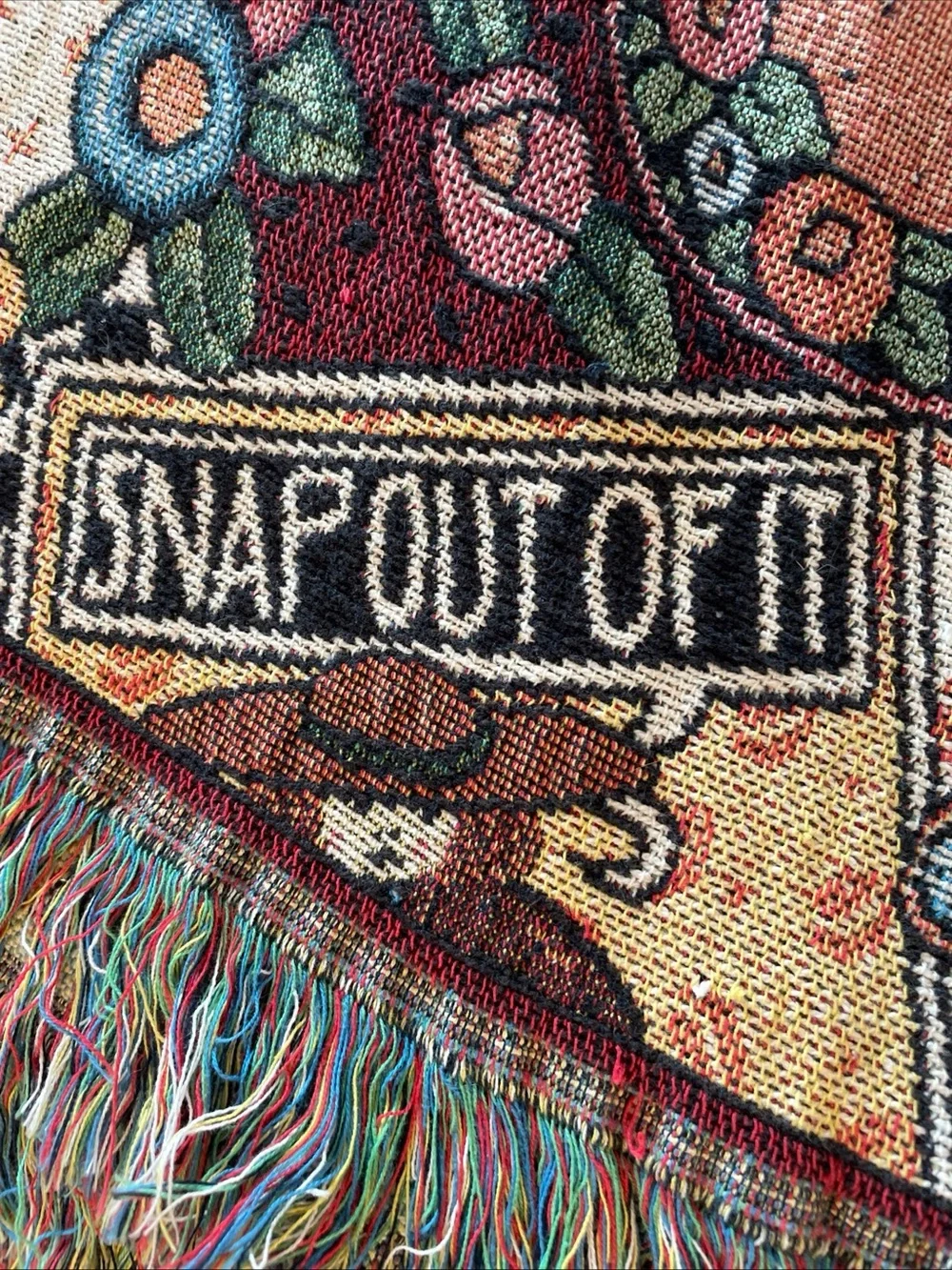 Multicolor Tapestry Throw Blanket with Fringe